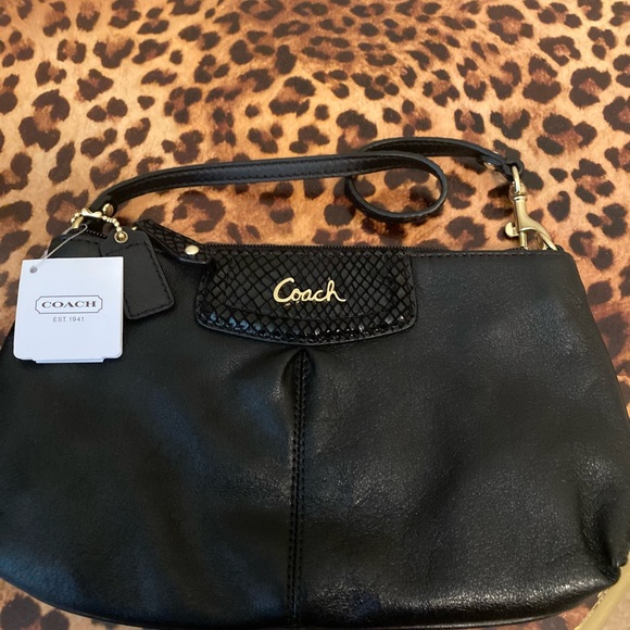 Coach NWT black lizard clutch purse